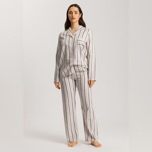 HANRO Cotton Flannel Pajama Pants Neutral Straight Leg Womens XS